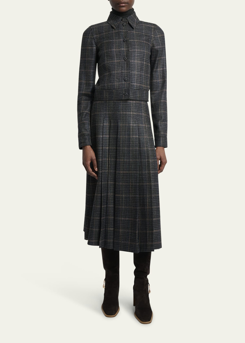 GABRIELA HEARST Thereza Cropped Wool Silk Plaid Jacket outlook