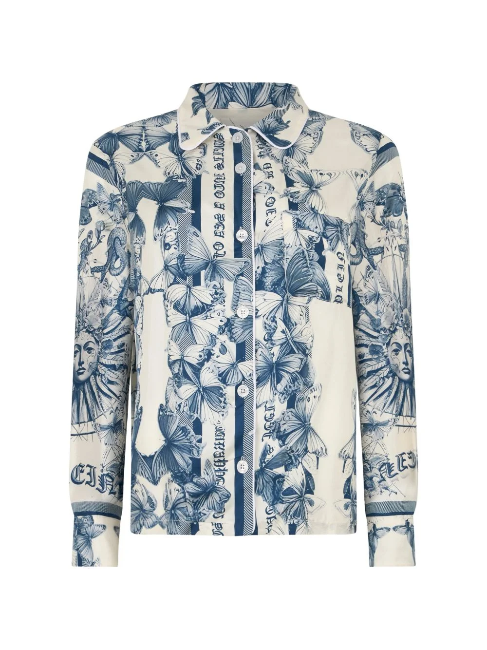 butterfly tattoo silk shirt - 1