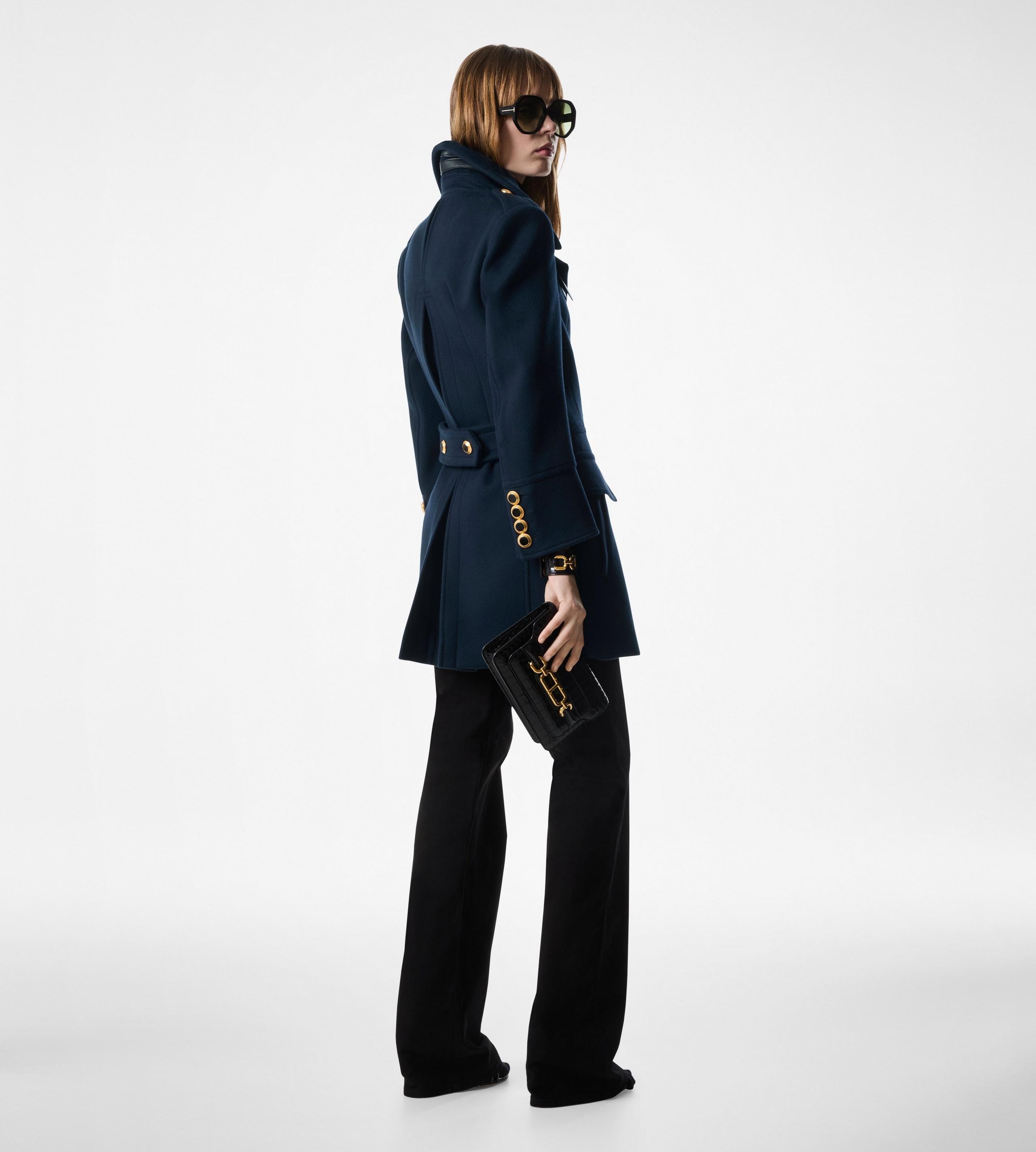 COMPACT WOOL & CASHMERE BLEND MILITARY PEACOAT - 3
