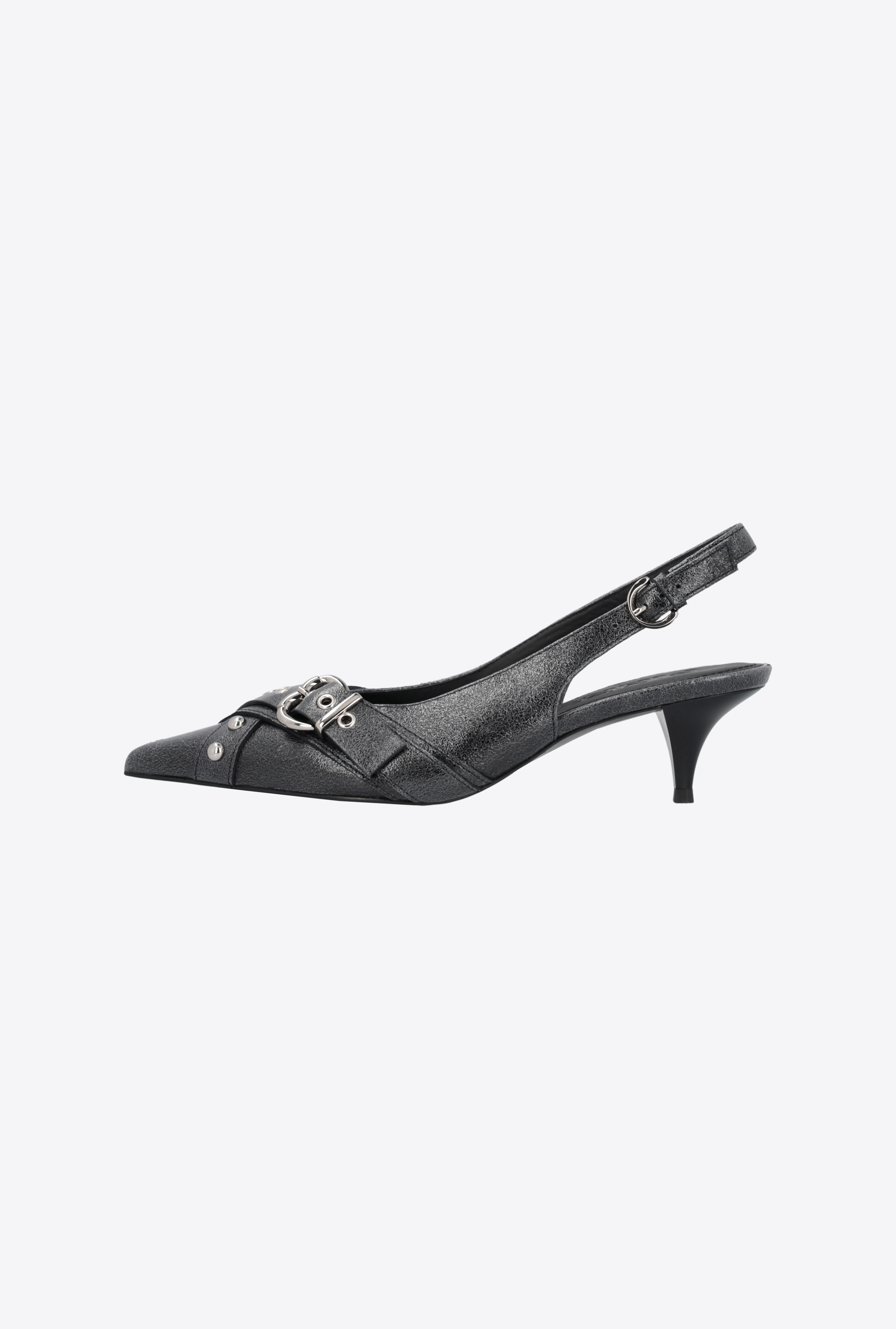 HEELED LEATHER SLINGBACKS WITH BUCKLE - 5