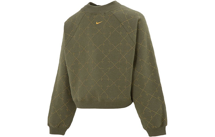 (WMNS) Nike Athleisure Casual Sports Fleece Lined Short Round Neck Pullover Hoodie Green DM7281-222 - 2