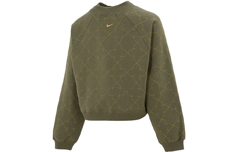 Nike (WMNS) Nike Athleisure Casual Sports Fleece Lined Short Round Neck Pullover Hoodie Green DM7281-222 outlook