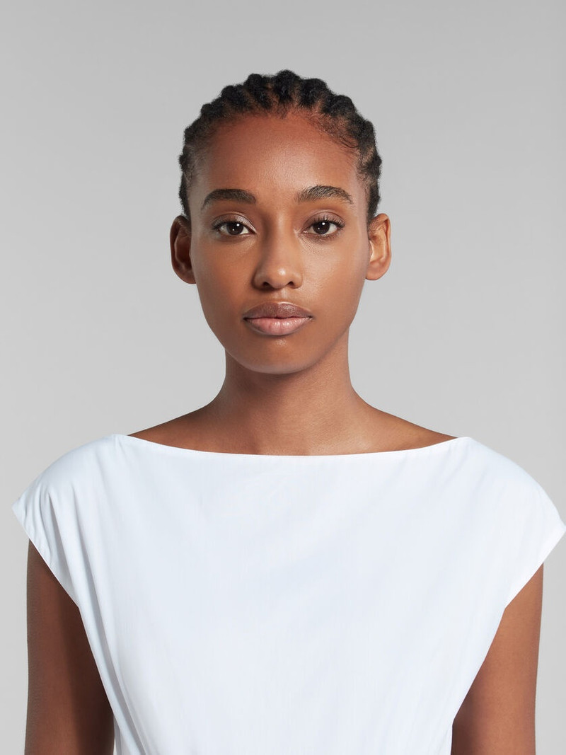 WHITE BIO POPLIN BALLOON DRESS 4