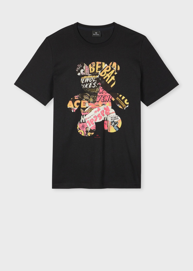 Black 'Bear Collage' Print T-Shirt 1