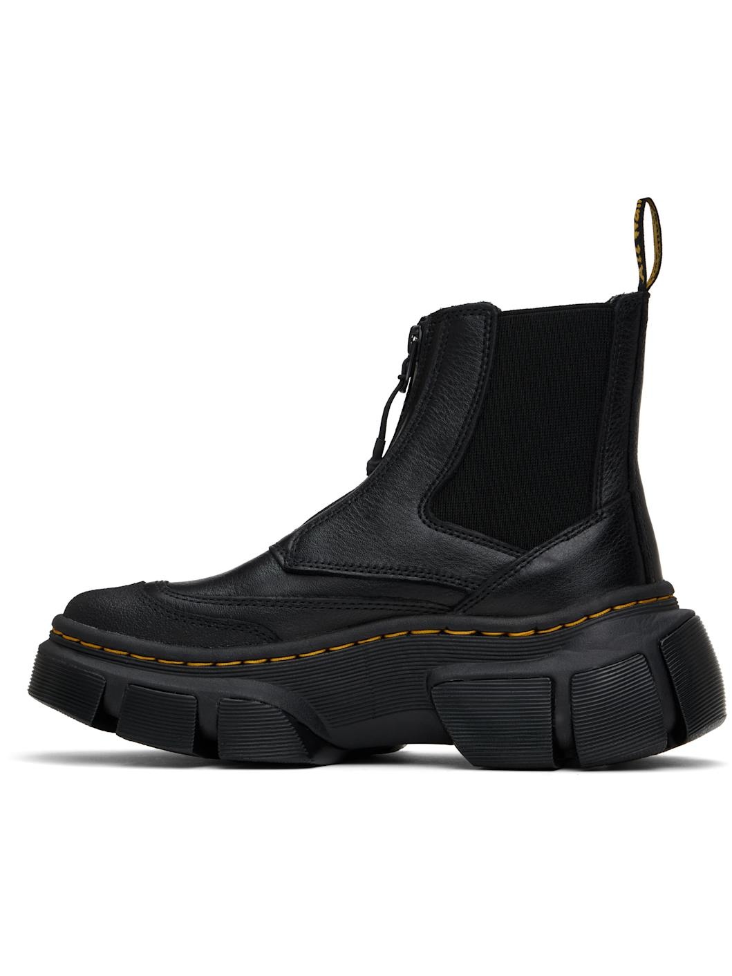 Black DXML Zip Leather Chelsea Boots - 3