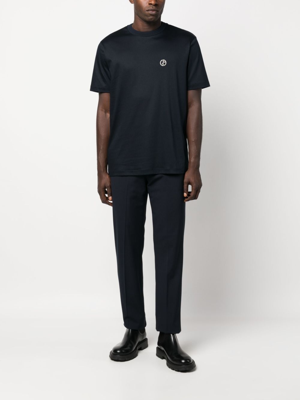 GIORGIO ARMANI logo-embroidered cotton T-shirt | REVERSIBLE
