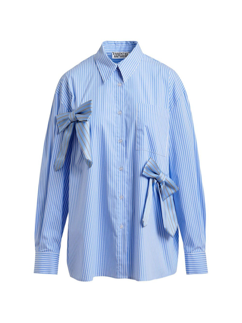 Jiwi striped-pattern bow shirt 1
