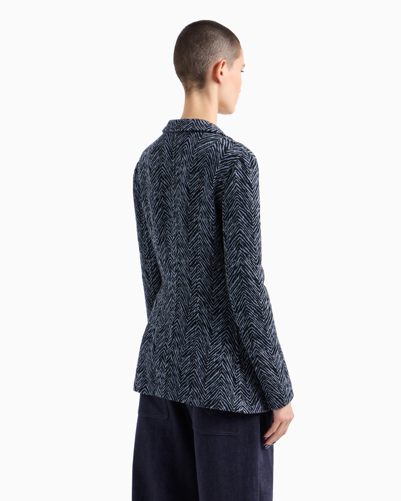 Single-breasted jacket in viscose jacquard and jersey cashmere - 3