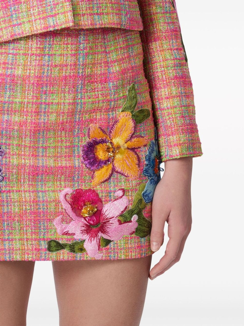 floral-embroidered tweed miniskirt 4