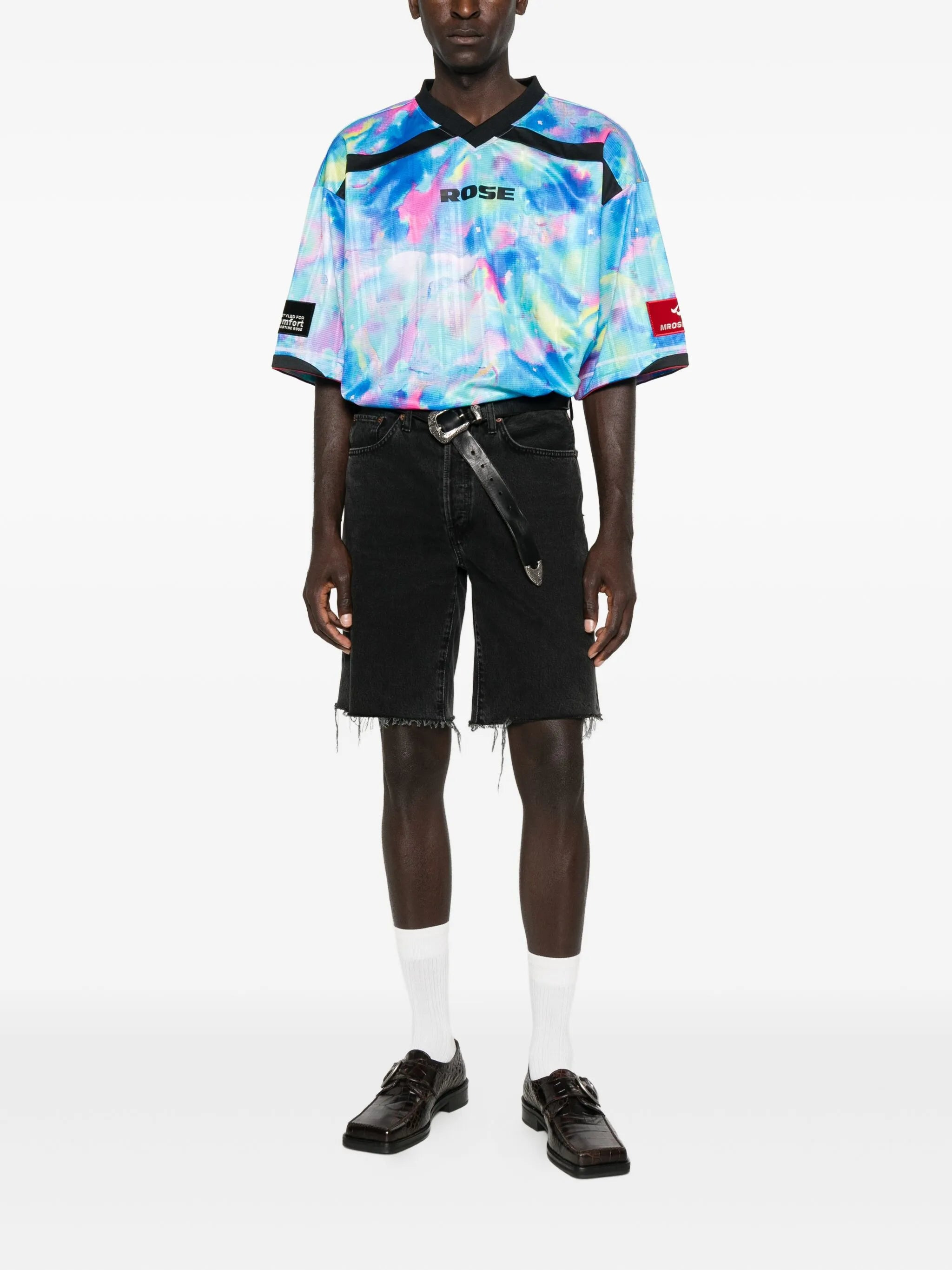 Martine Rose Watercolour-print V-neck T-shirt - 2