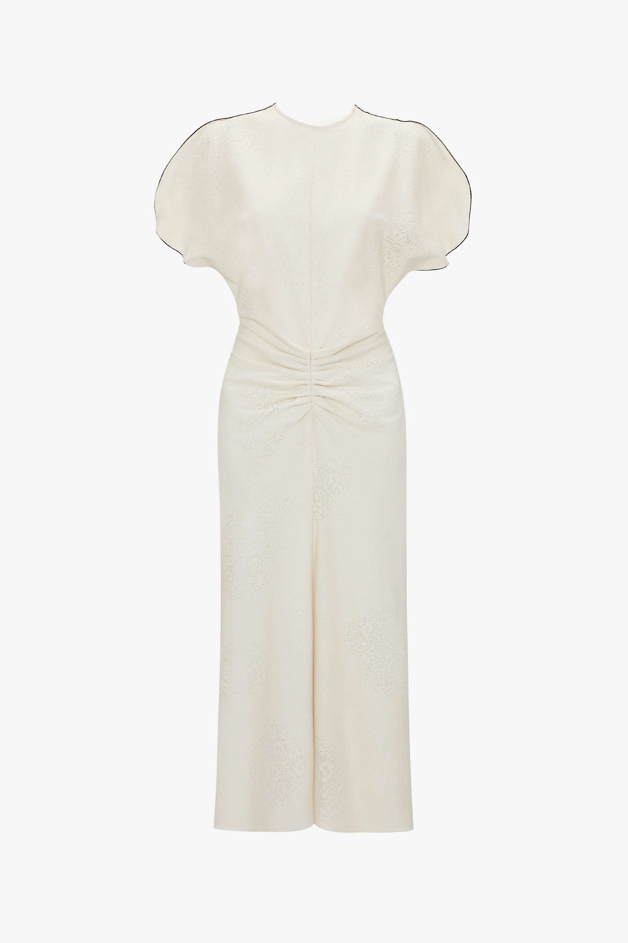 Victoria Beckham Gathered Waist Midi Dress In Cream | REVERSIBLE