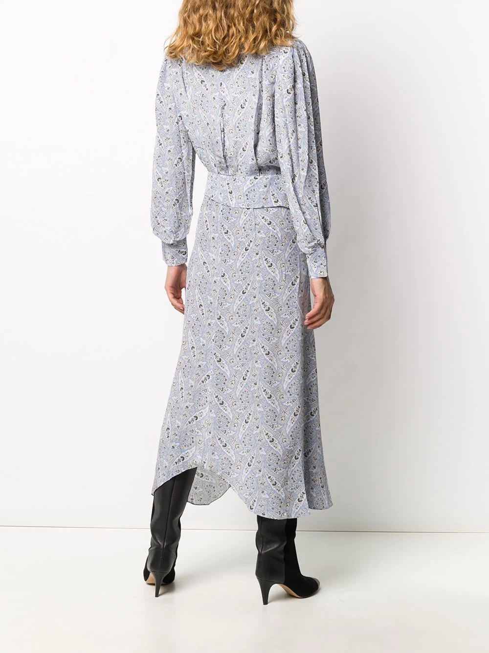 paisley print silk midi dress - 4