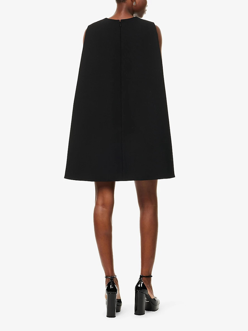 Brand-embroidery sleeveless wool mini dress 4