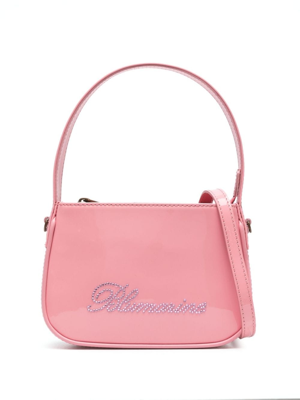 rhinestoned leather shoulder bag - 1