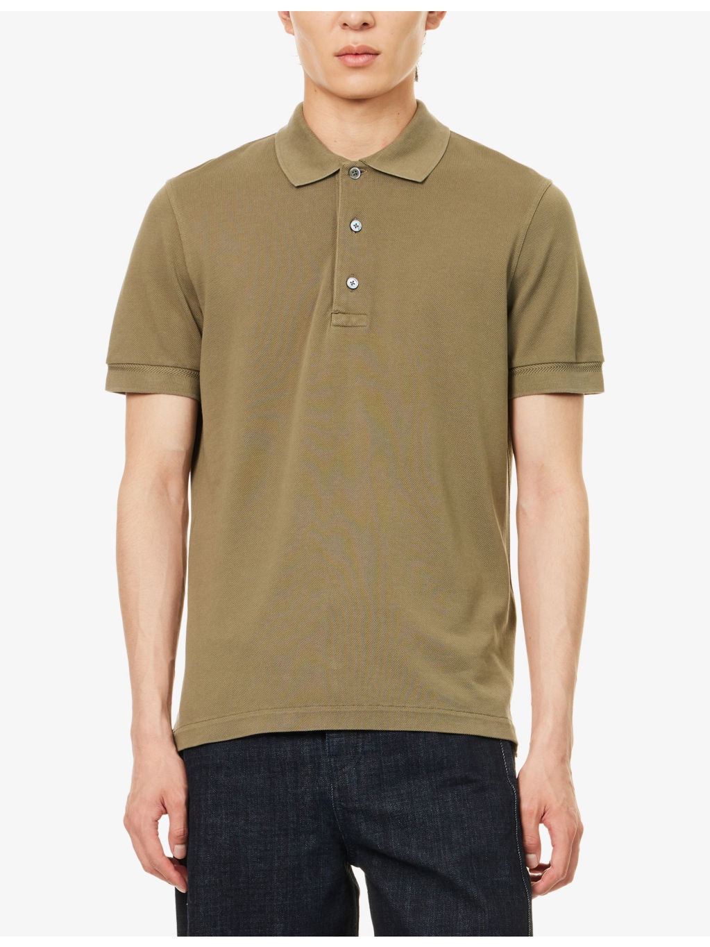 Short-Sleeve Piquet  Cotton-Blend Polo Shirt - 3