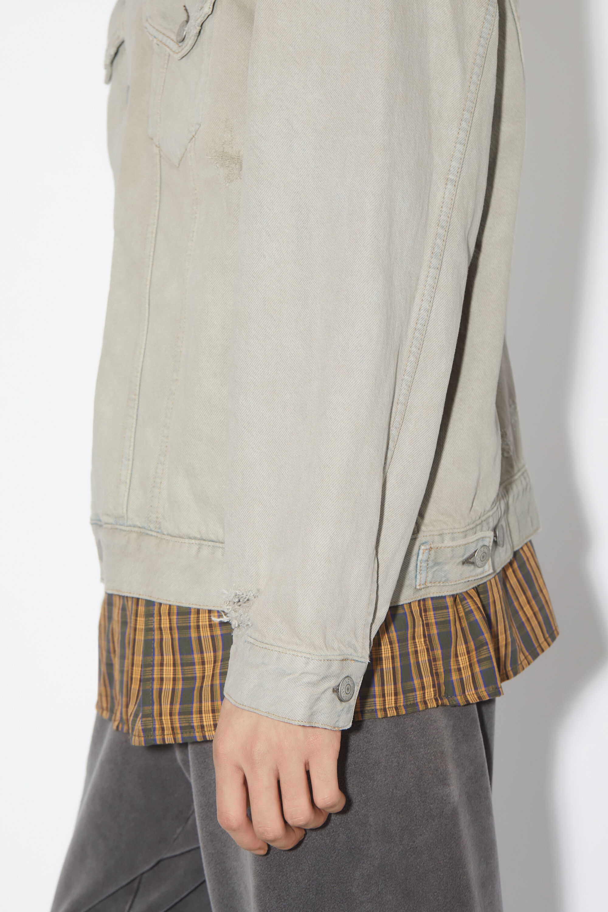 Relaxed fit denim jacket - Grey/beige - 5