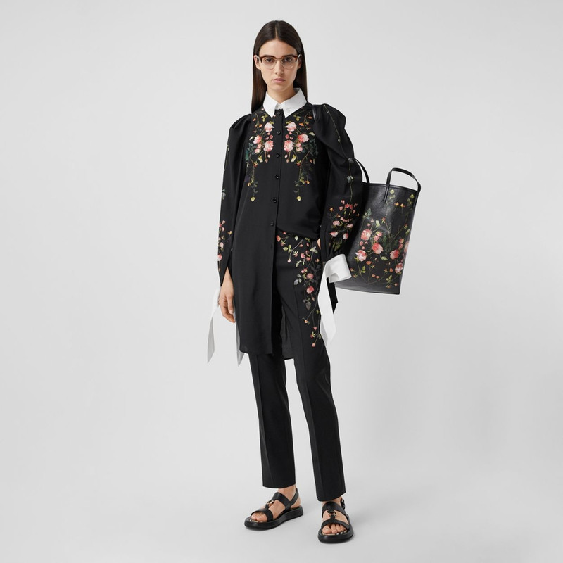 Rose Print Silk Crepe De Chine Shirt Dress 2