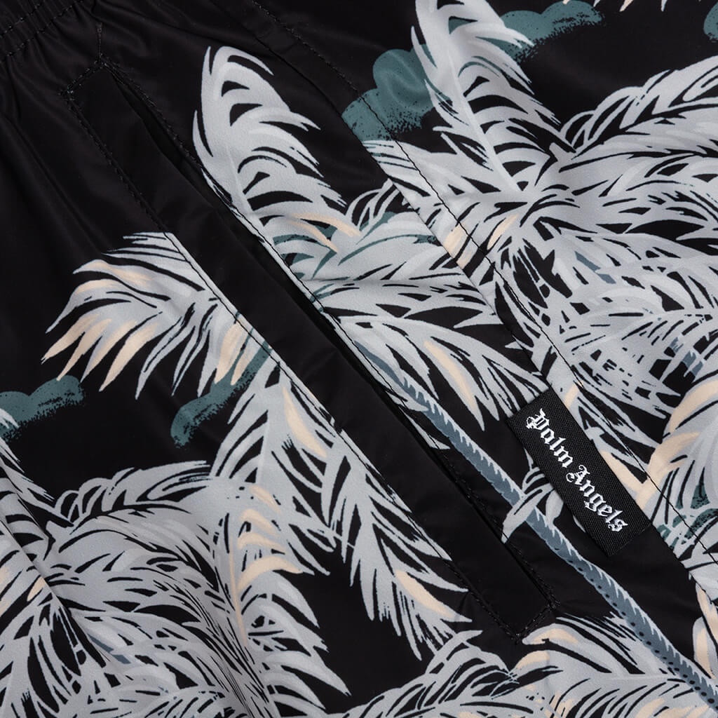 PALM ANGELS ALL OVER PALMS SWIM SHORT - BLACK/OFF WHITE - 3