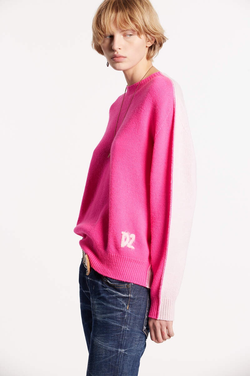 CONTRAST COLOR CREWNECK KNIT - 1