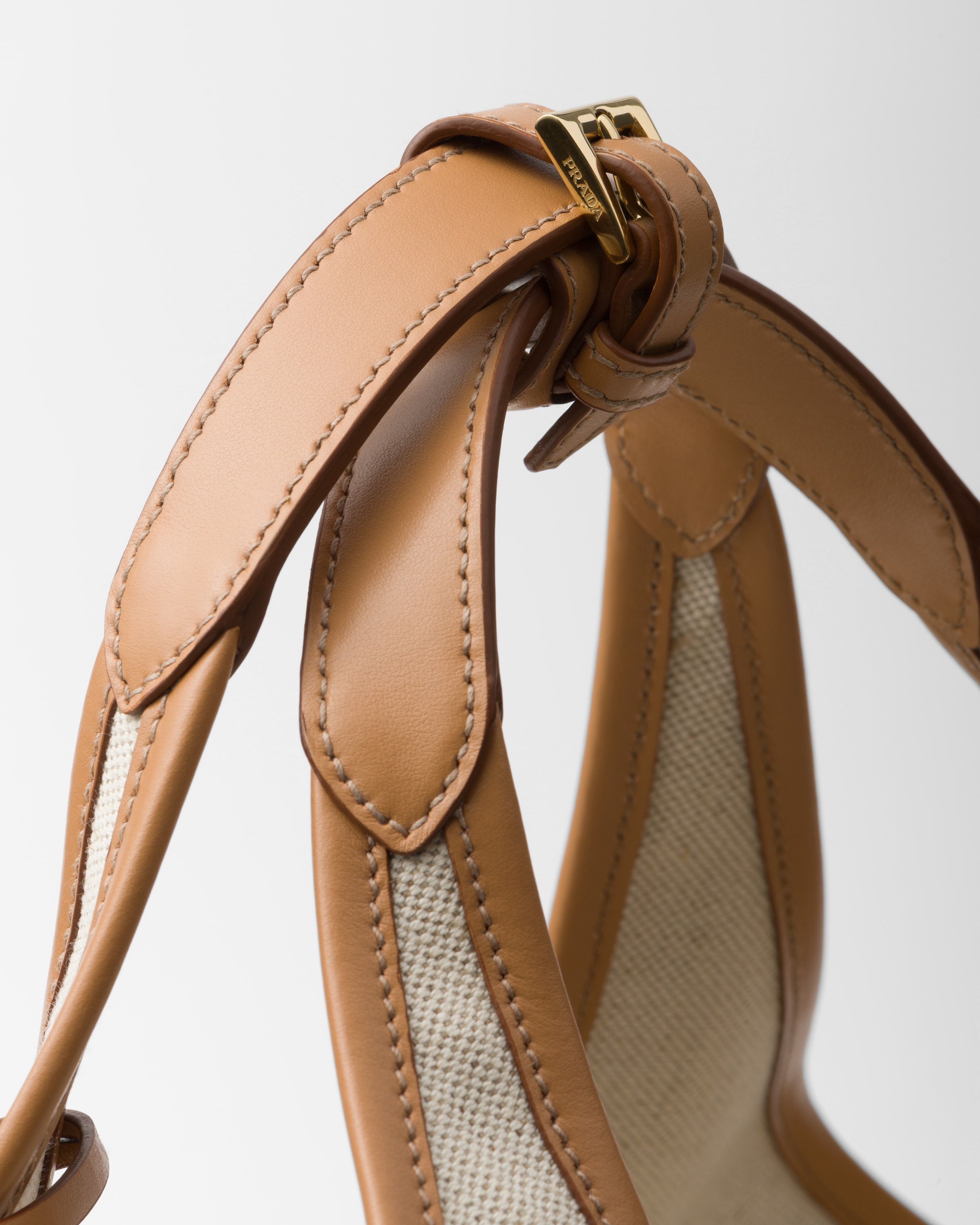 Prada Medium linen blend and leather tote bag | REVERSIBLE