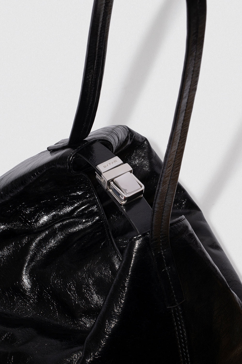 Bea Black Creased Leather Hobo Bag - 3