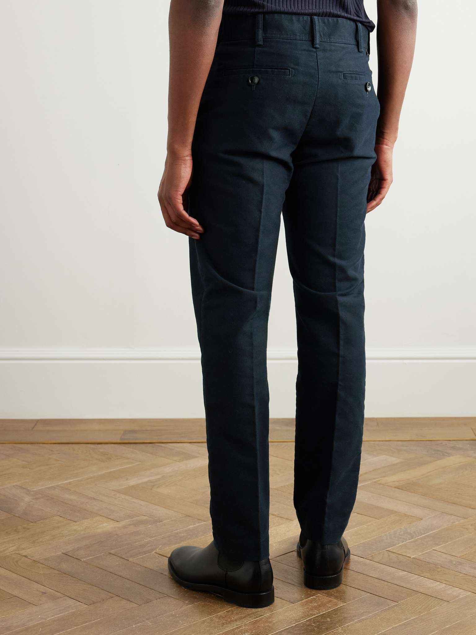 Straight-Leg Brushed Cotton-Satin Trousers - 4