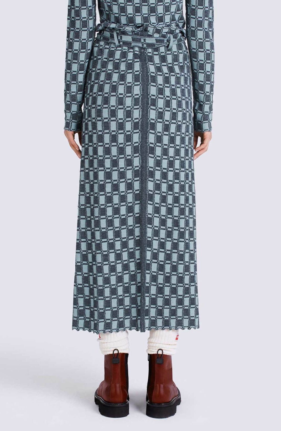 Jacquard gingham midi skirt - 5