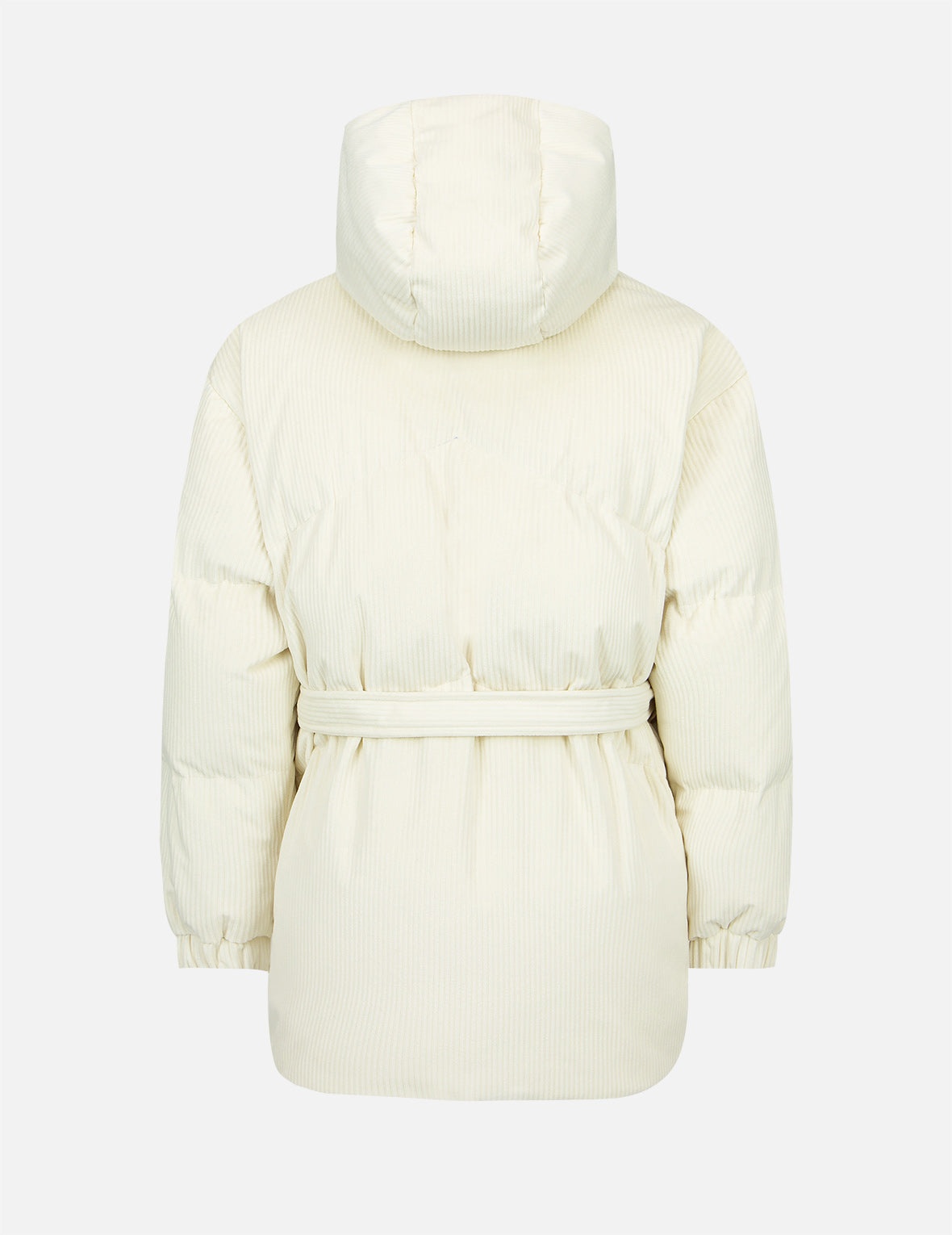 Seagull Embroidery Corduroy Belted Down Jacket - 2