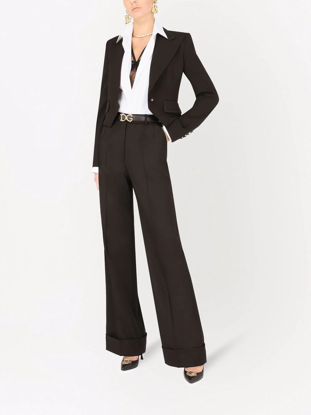 lace panel blazer - 2
