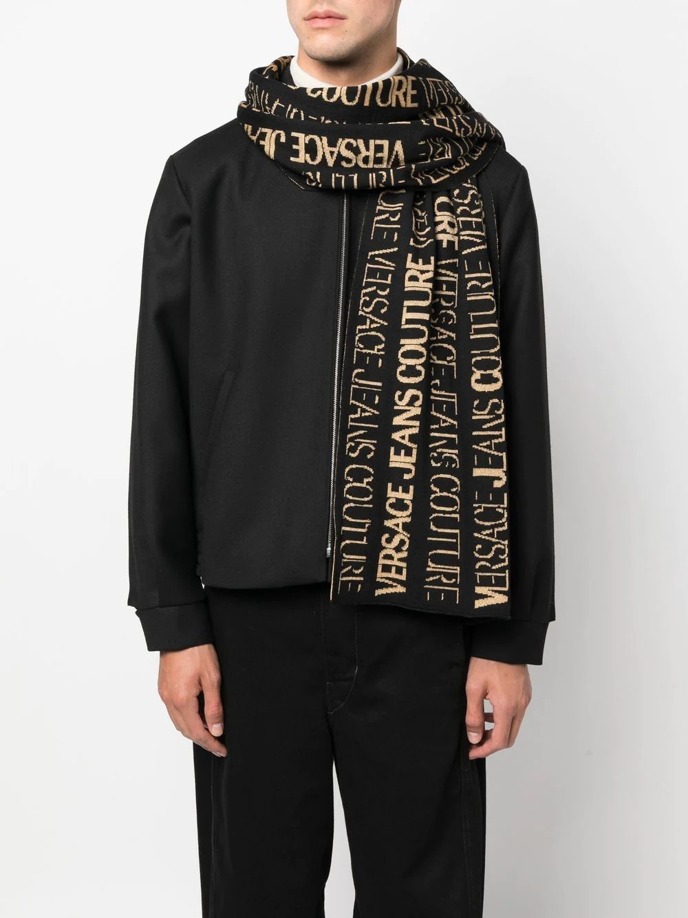 all-over logo-print knit scarf - 2