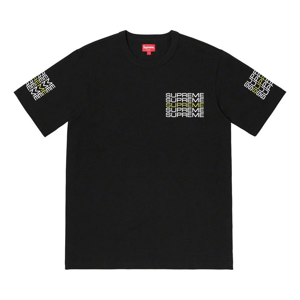 Supreme SS19 Stack Logo Tee Black logo Round Neck Short Sleeve Unisex SUP-SS19-432 - 1