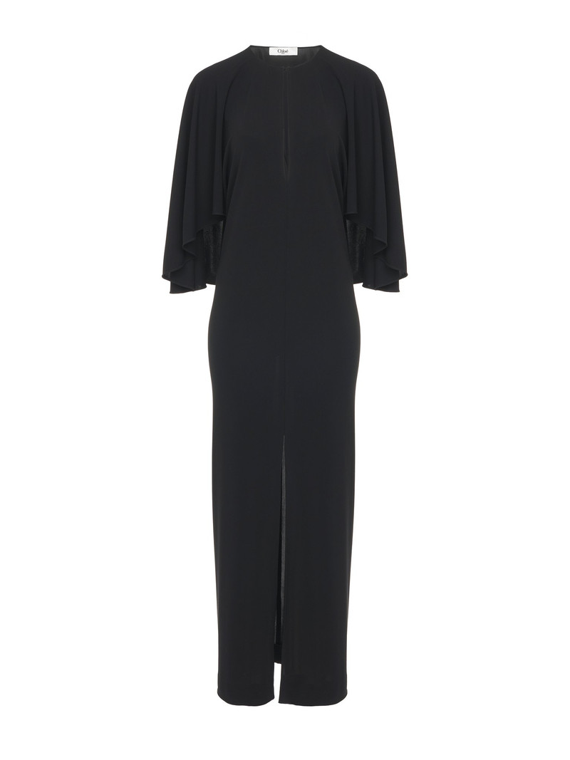 LONG CAPE DRESS IN CRÊPE JERSEY - 1
