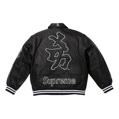 Supreme Supreme x New York Yankees Kanji Leather Varsity Jacket 'Black White' SUP-FW22-735 outlook