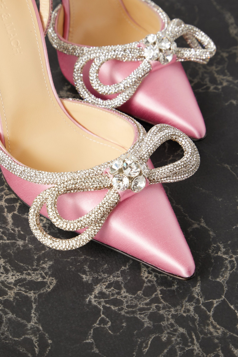 Double Bow crystal-embellished silk-satin point-toe pumps 4