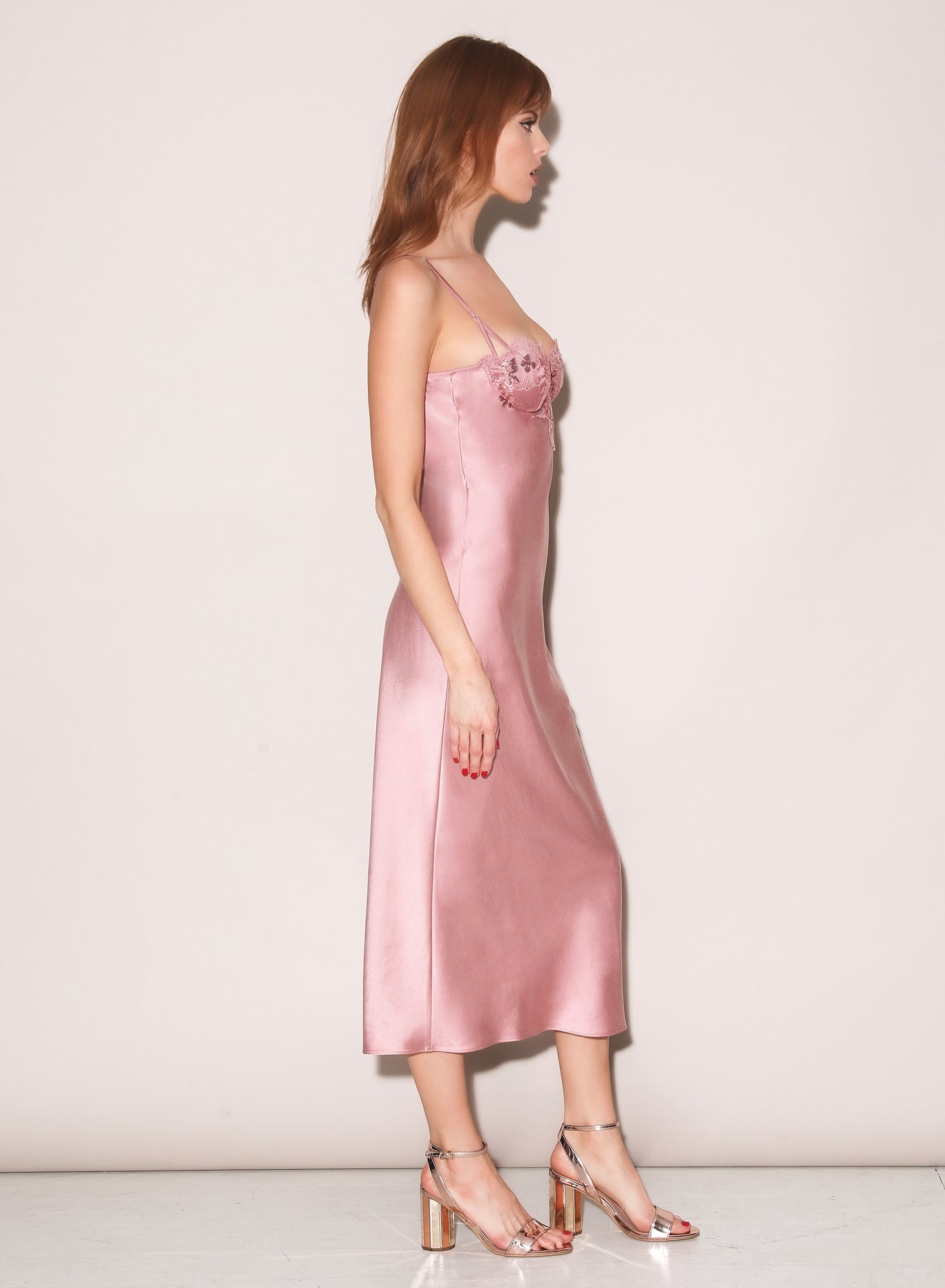 Sequin Violet Embroidery Slip Dress - 6