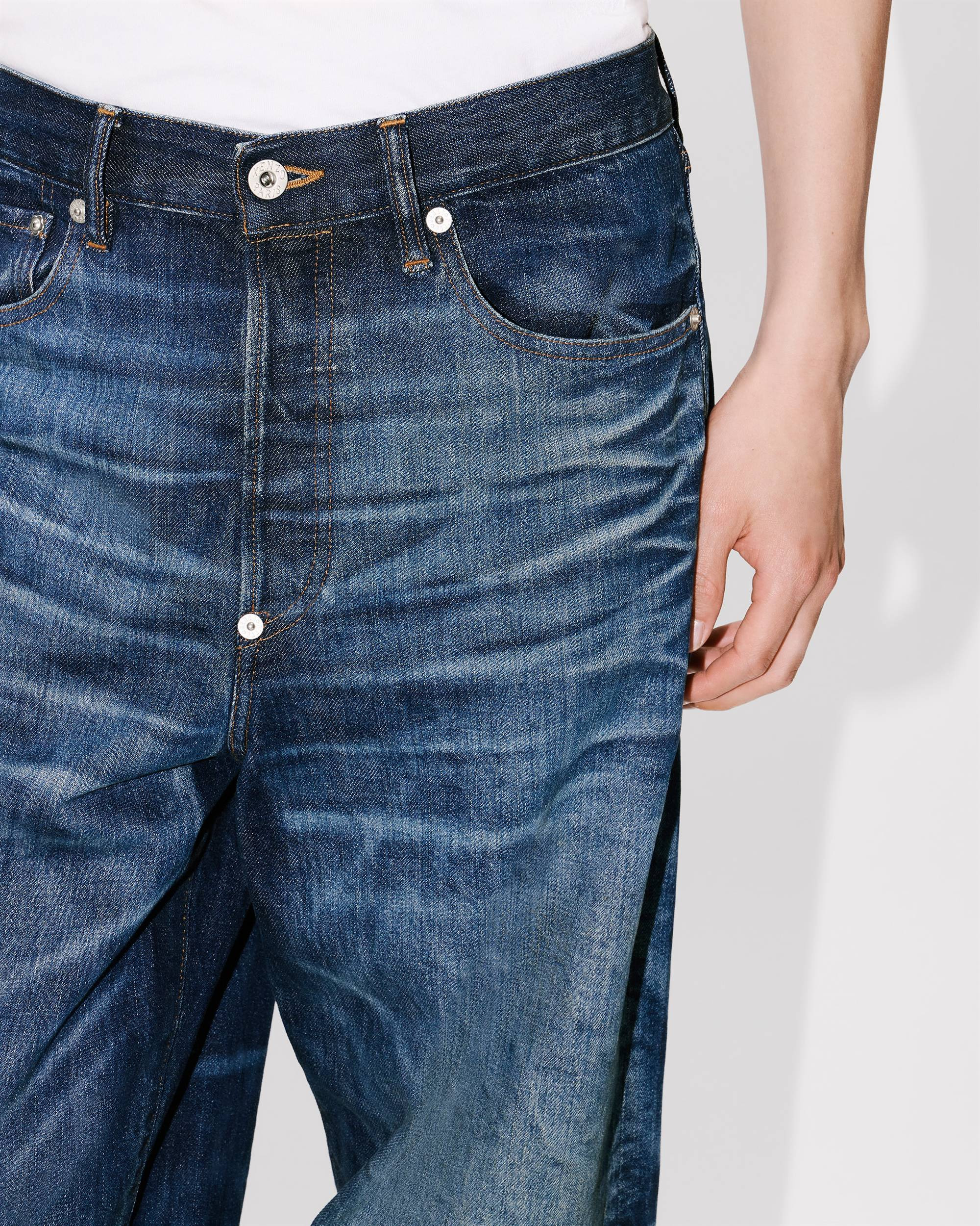 Turn up wide fit jeans in Japanese denim - 8