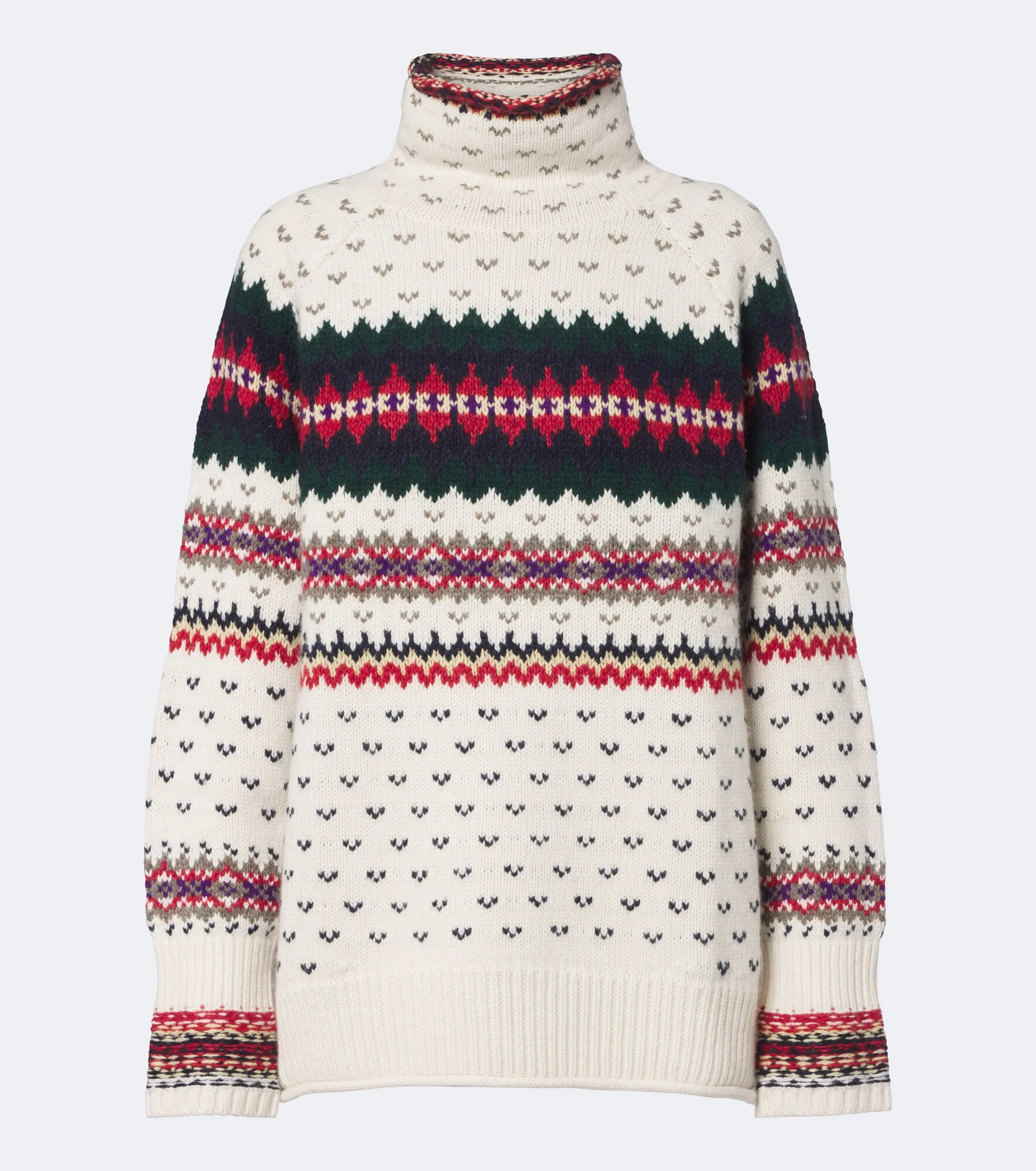 Fair Isle wool, cotton, and alpaca sweater - 1