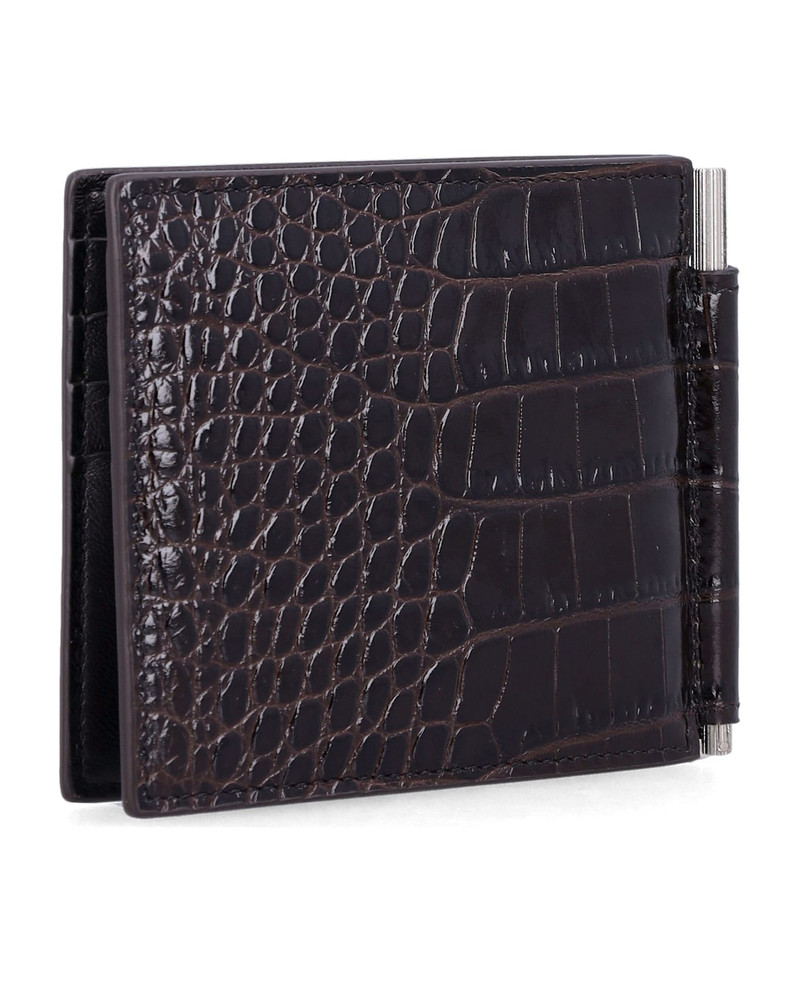 TOM FORD Tom Ford Croc-embossed Leather Money Clip Wallet outlook