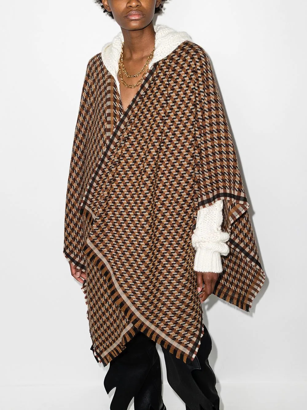 check wool poncho farfetch - 2