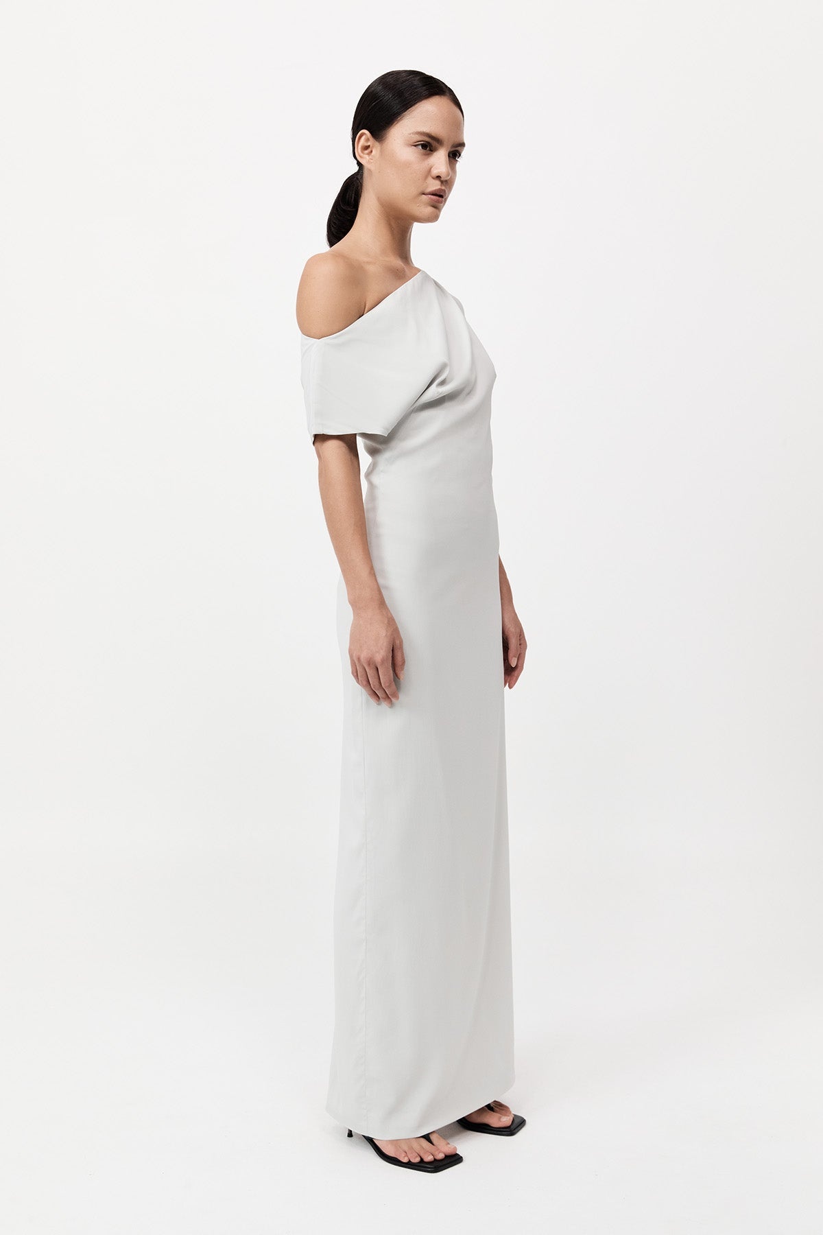 Asymmetric Off Shoulder Dress - Sliver - 5