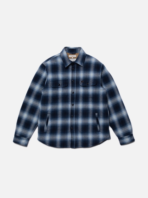 Glenn Padded Shadow Check Shirt Blue - 1