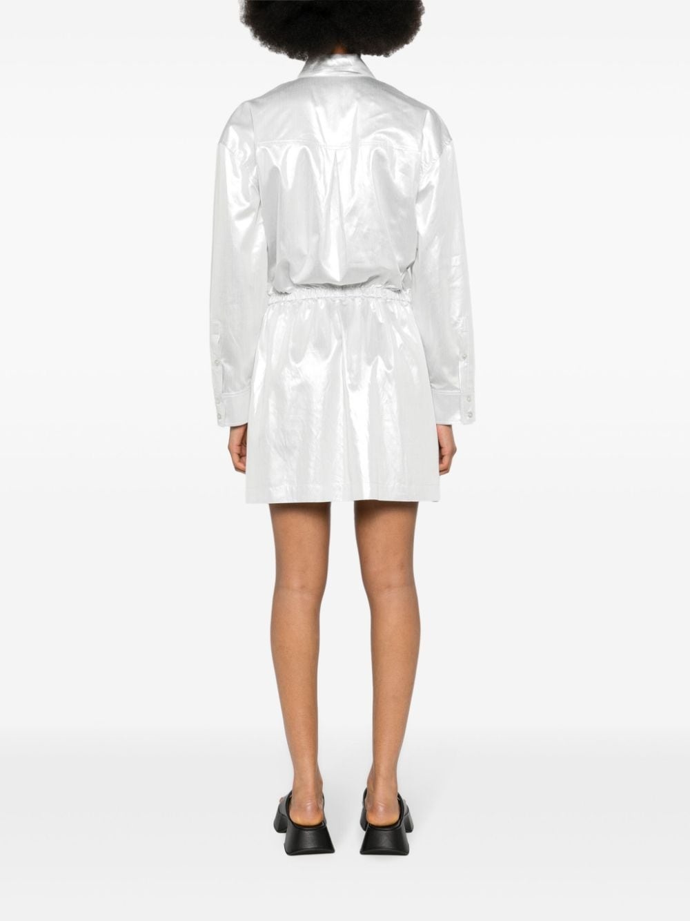 metallic-finish shirt dress - 4