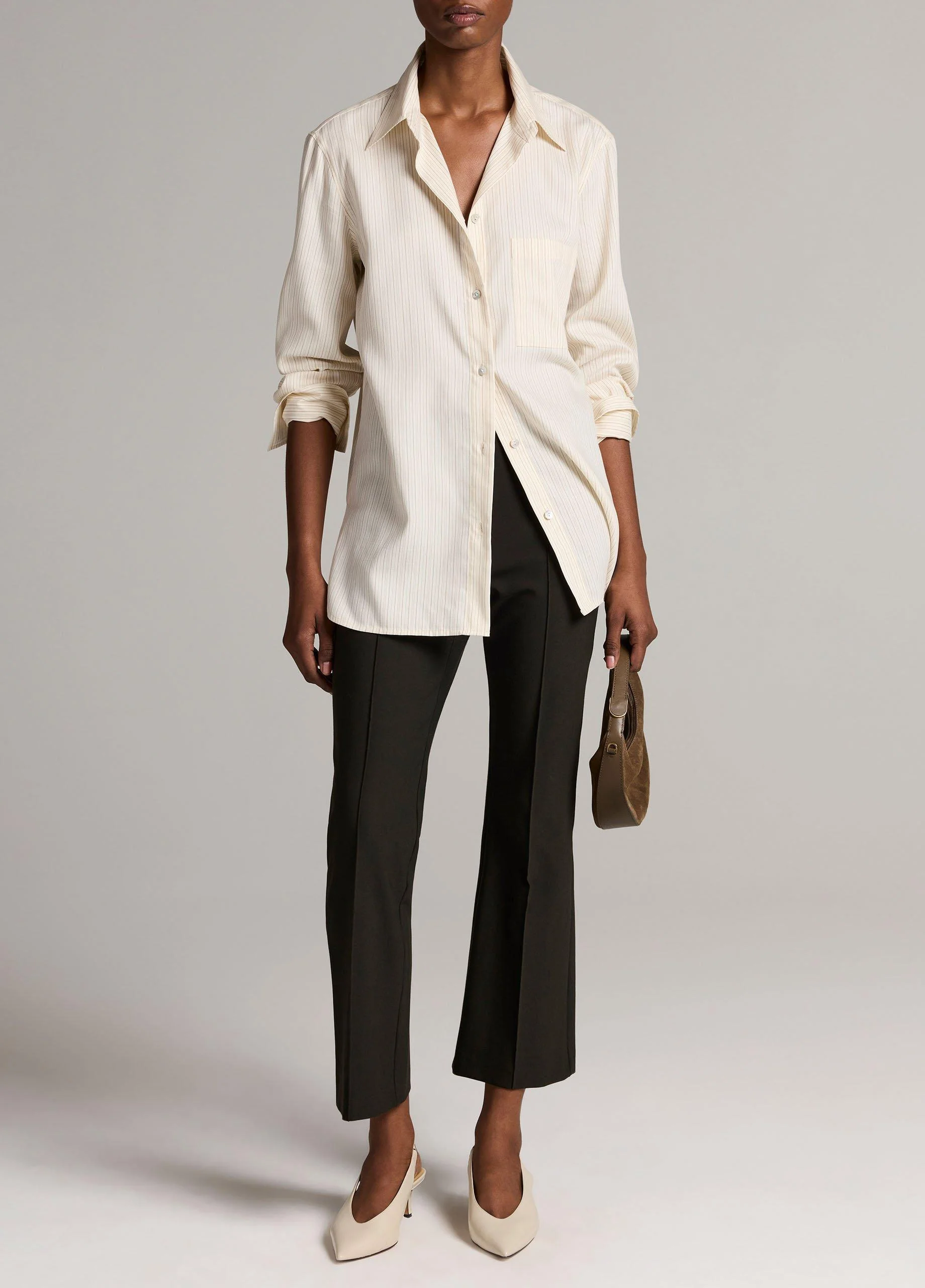 Niki Mid-Rise Pintuck Crop Flare Pant - 1
