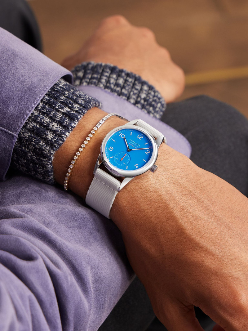 NOMOS Glashütte Club Neomatik Automatic 37mm Stainless Steel and Webbing Watch, Ref. No. 742 Blue outlook