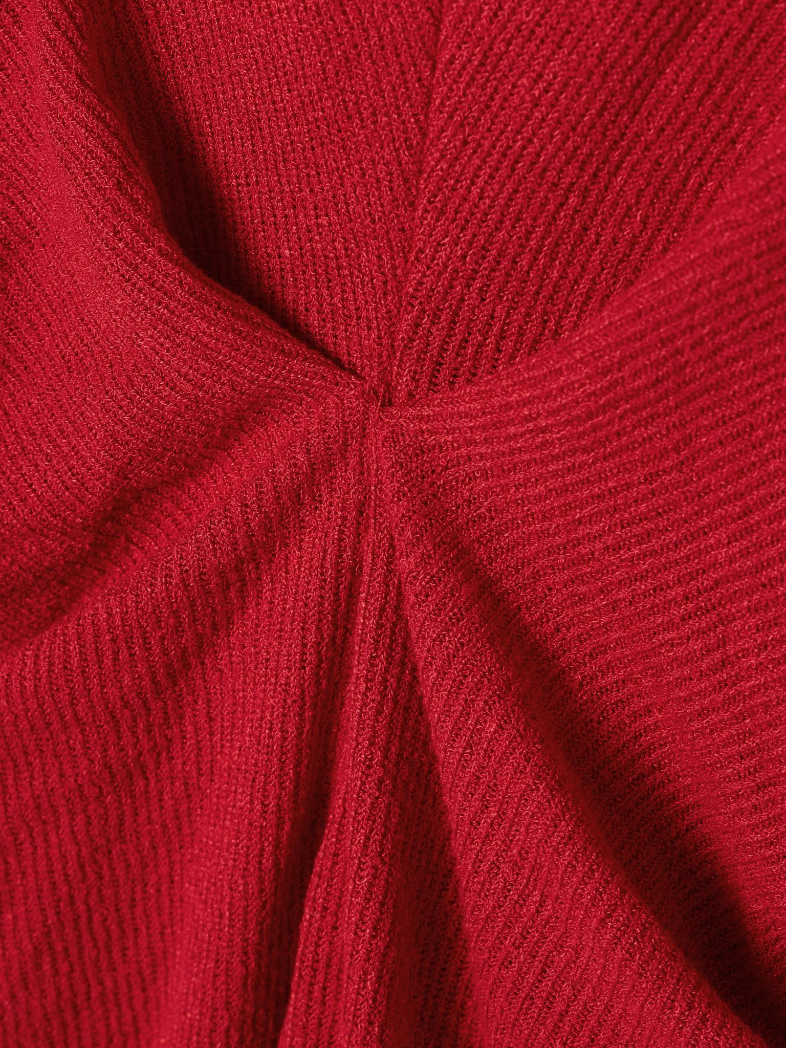 Gathered ribbed-knit maxi dress Red - 4