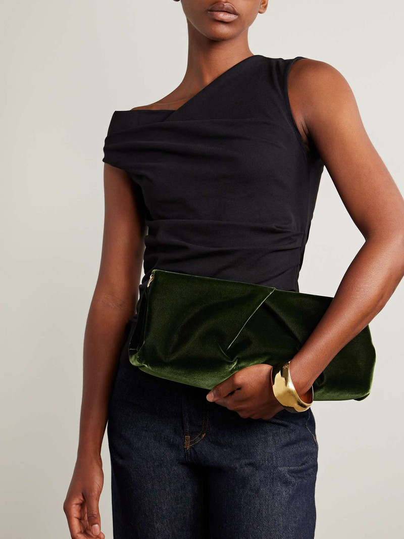 Dries Van Noten Velvet clutch Green outlook