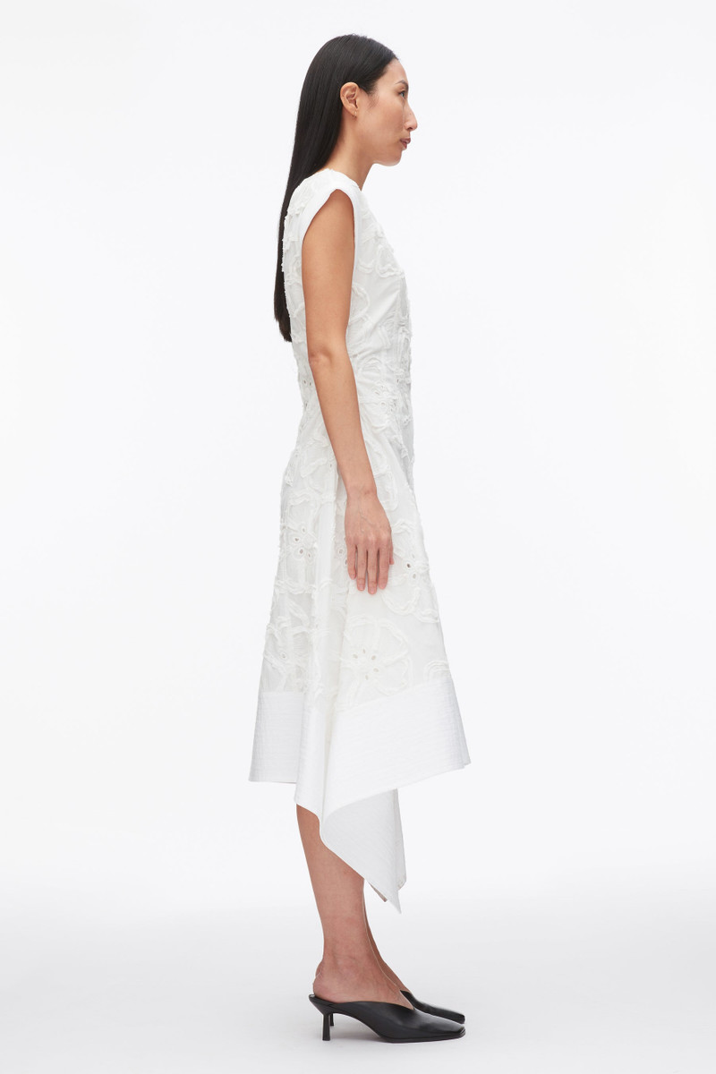 Embroidered Belted Midi Dress with Handkerchief Hem 3