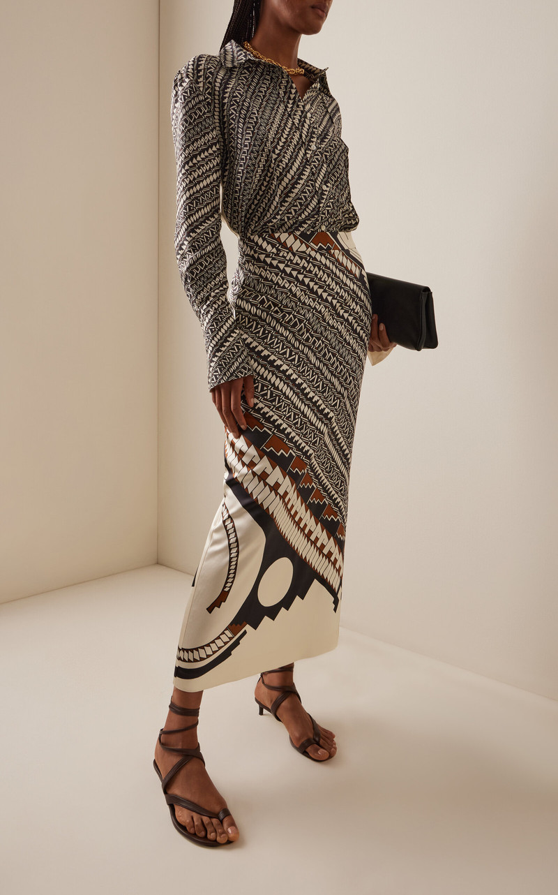 HEIRLOME Lexi Jurado-Printed Silk Midi Skirt multi outlook