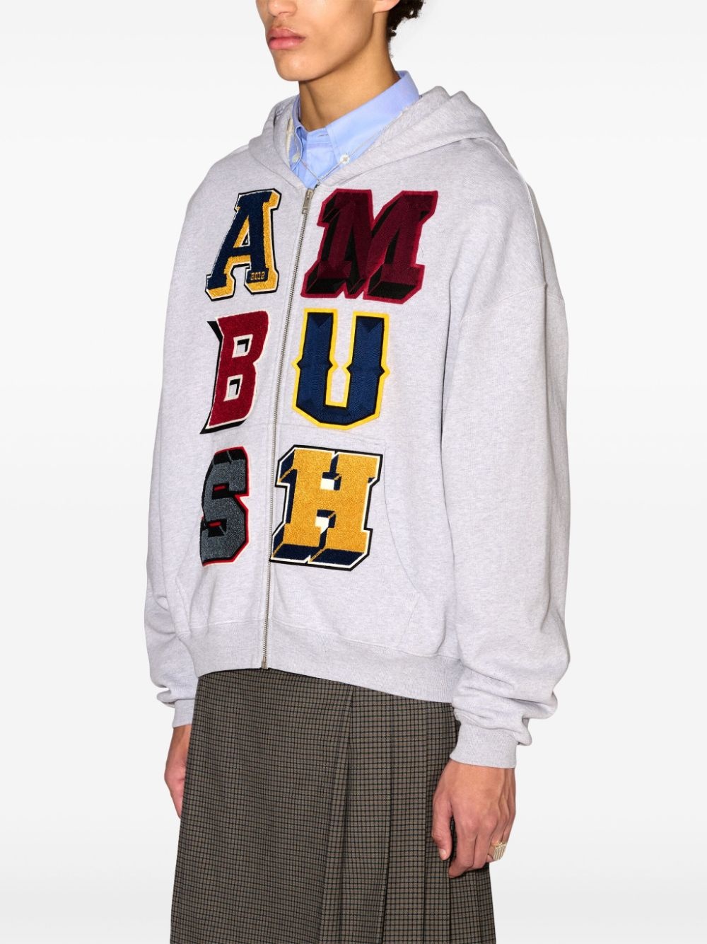 logo-patch zip-up hoodie - 4