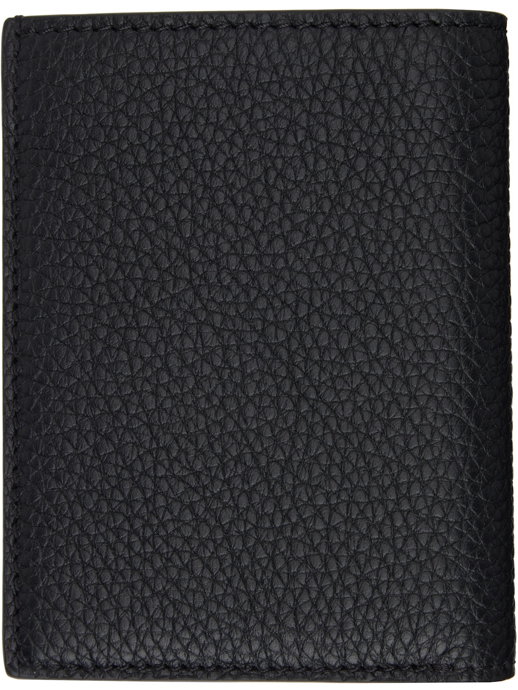 Black Grain Leather Folding Card Holder - 2